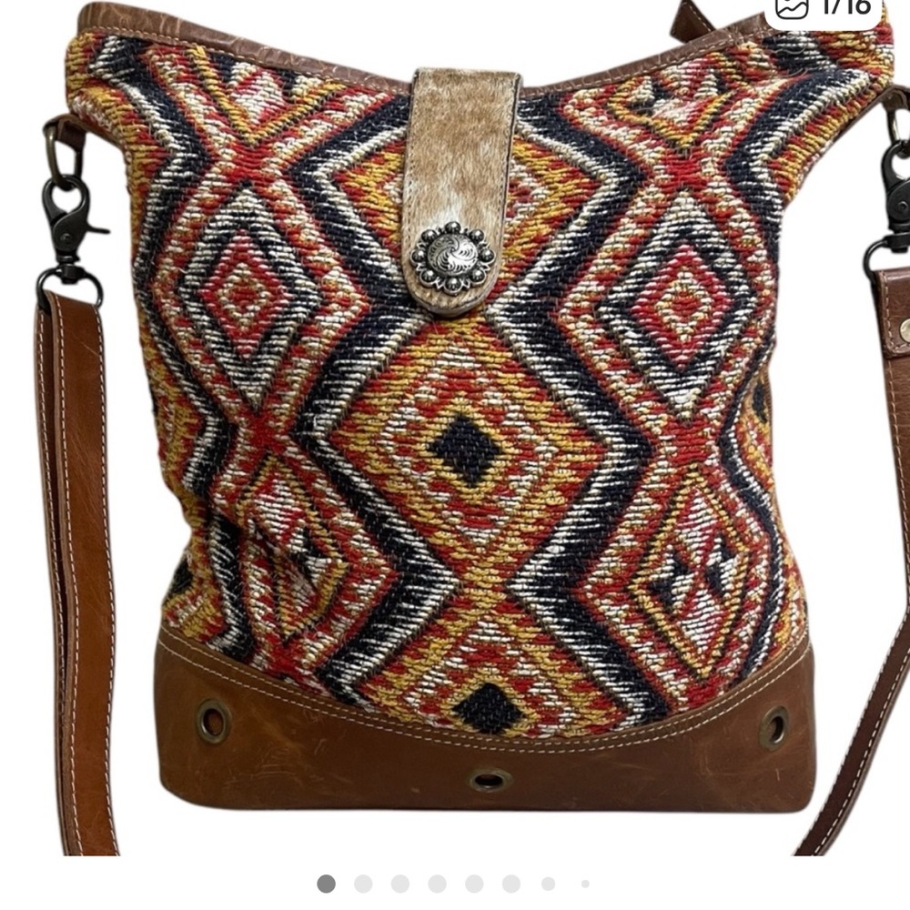 Myra Bag-Beautifully Handcrafted Leather Hide & Canvas Bags “Orange Embers” boho